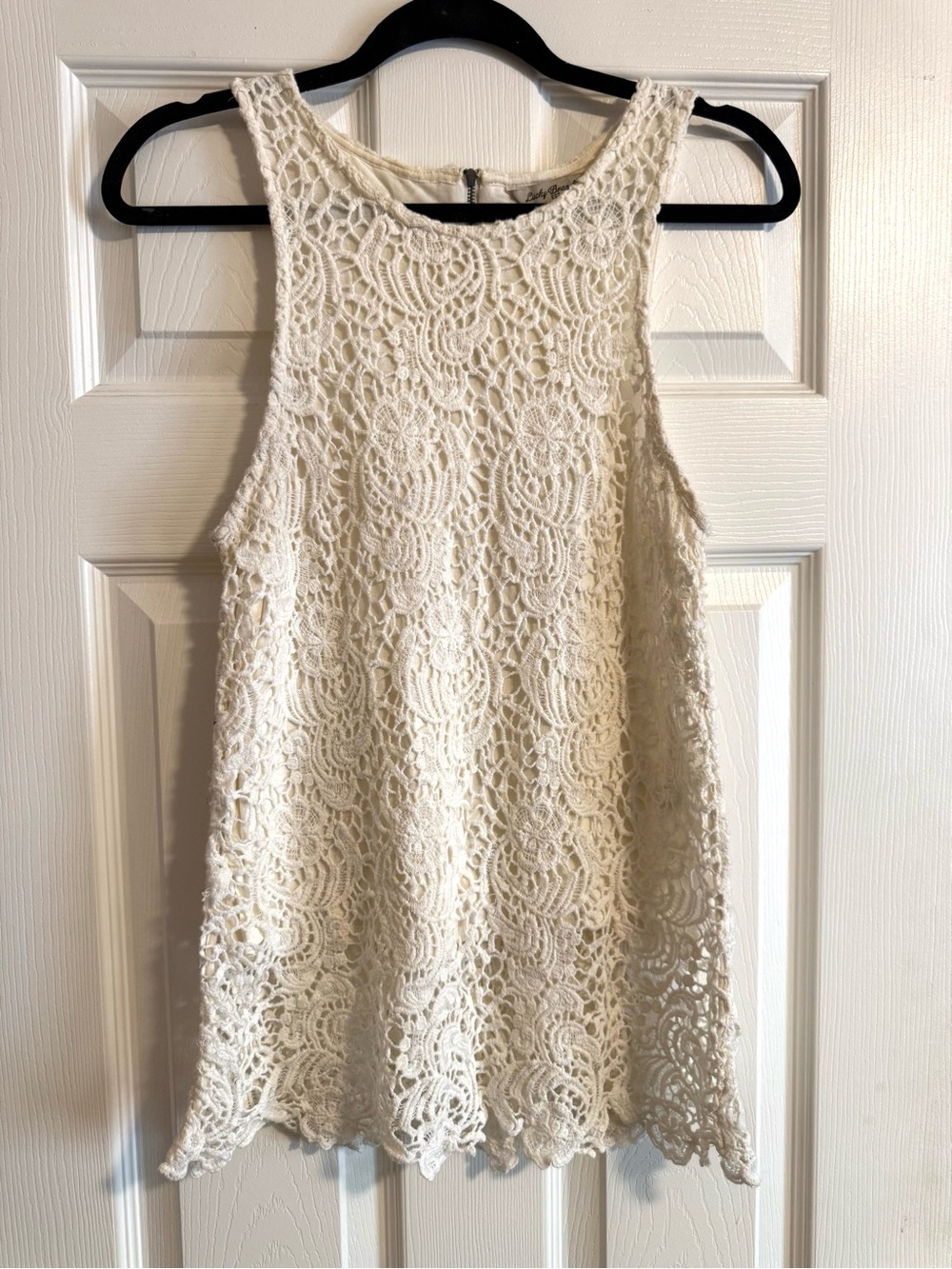 Lucky Brand Ivory Crochet Lace Tank